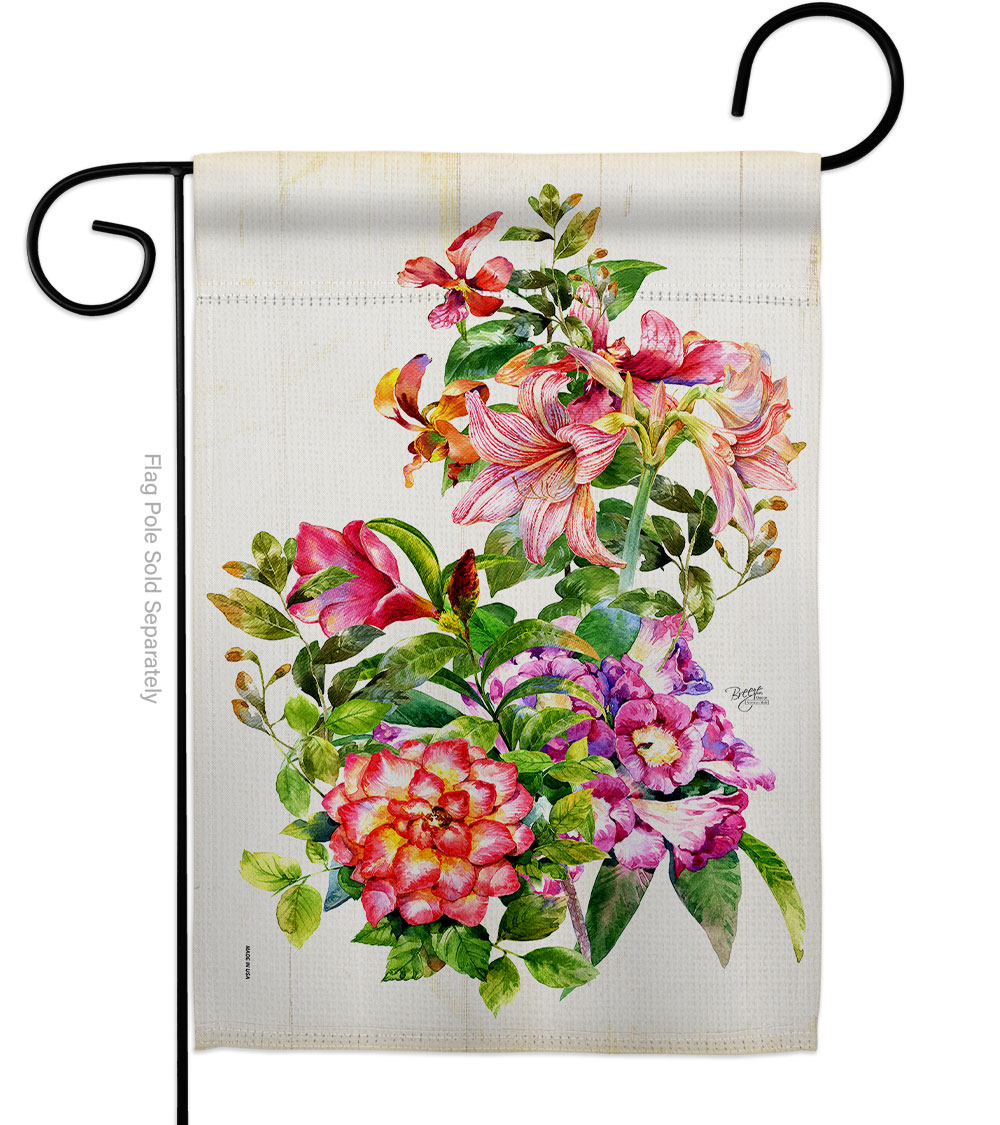 G154130-BO Colorful Floral Double-Sided Decorative Garden Flag, Multi Color