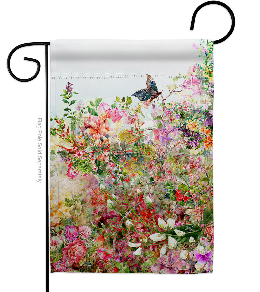 G154131-BO Flower Floral Double-Sided Decorative Garden Flag, Multi Color