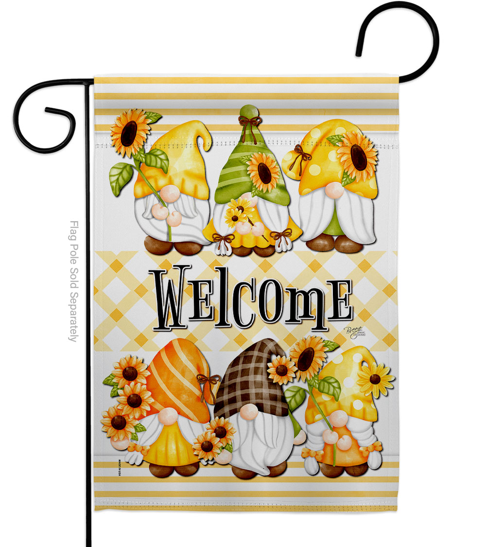 G154134-BO Spring Gnomes Floral Double-Sided Decorative Garden Flag, Multi Color