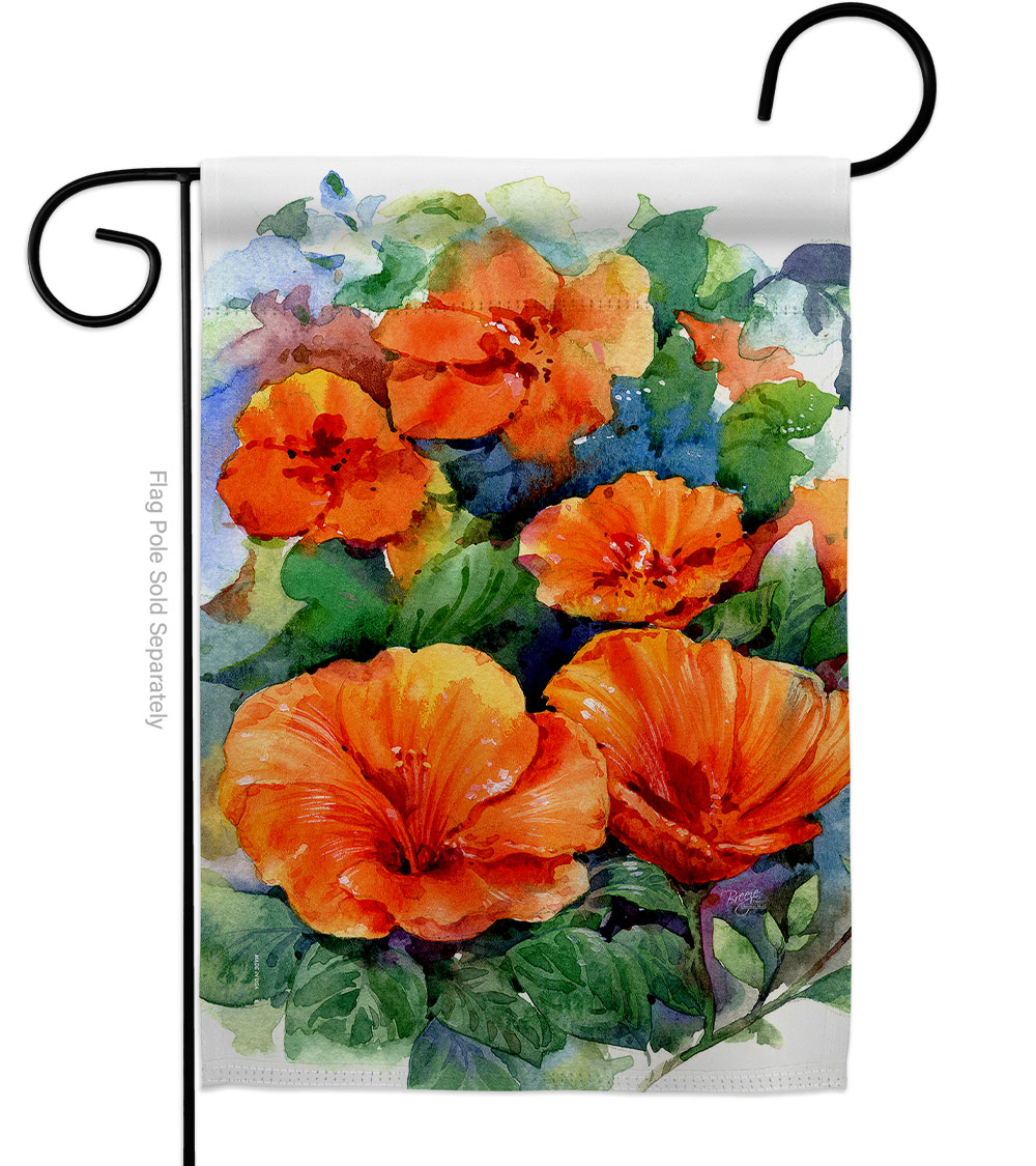 G154140-BO Hibiscus Floral Double-Sided Decorative Garden Flag, Red