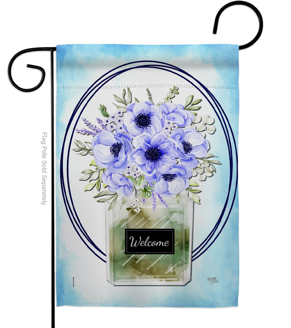 G154141-BO Blue Poppy Floral Double-Sided Decorative Garden Flag, Multi Color