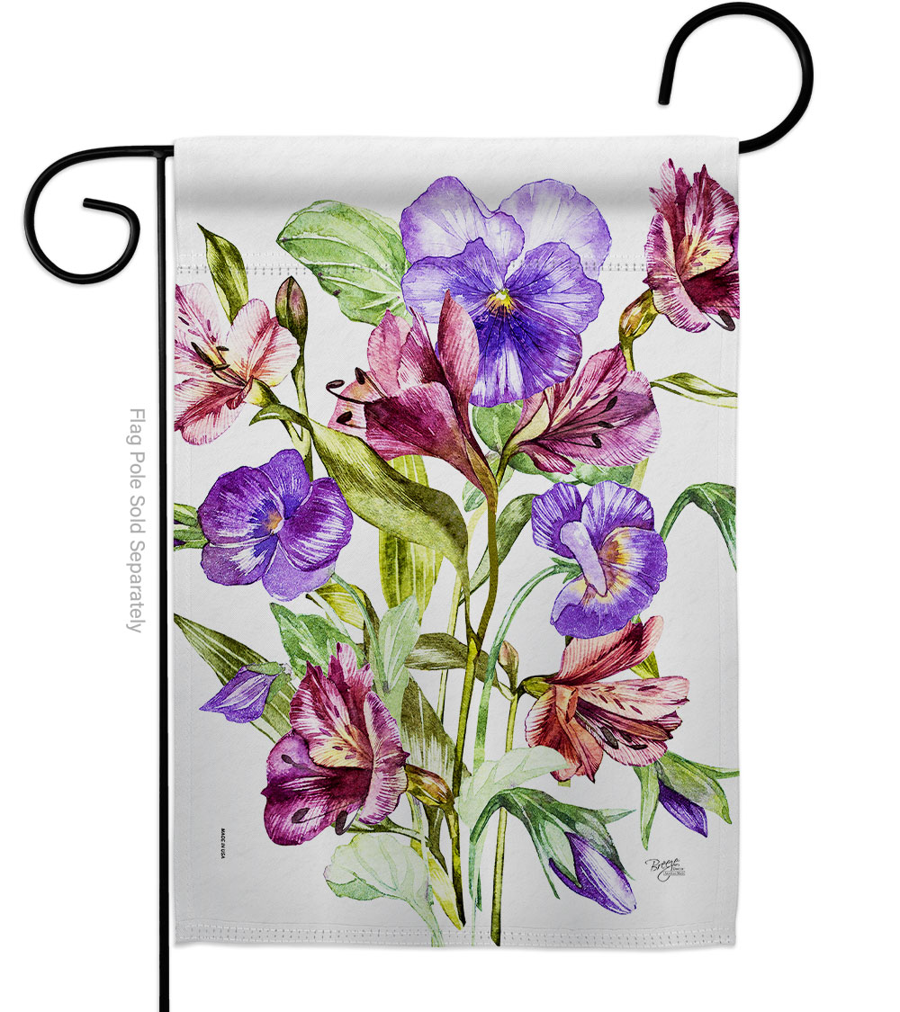G154151-BO Alpine Violet Bouquet Floral Double-Sided Decorative Garden Flag, Multi Color