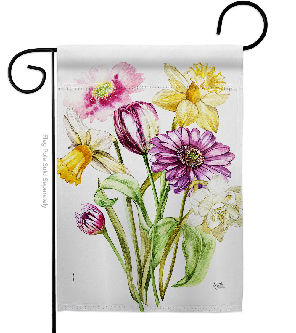 G154152-BO Spring Flower Bouquet Floral Double-Sided Decorative Garden Flag, Multi Color