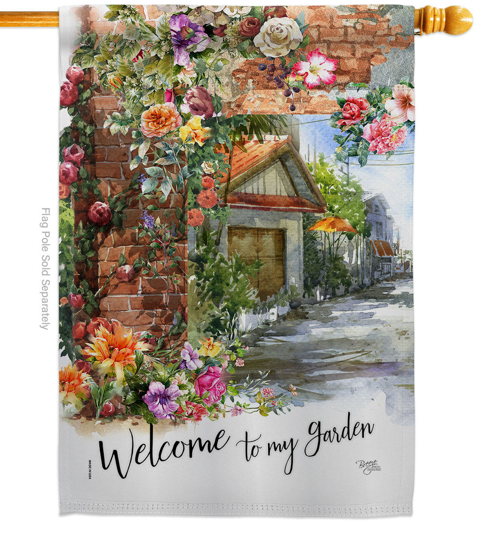 H100084-BO My Garden View Flag Floral Double-Sided Garden Decorative House Flag, Multi Color