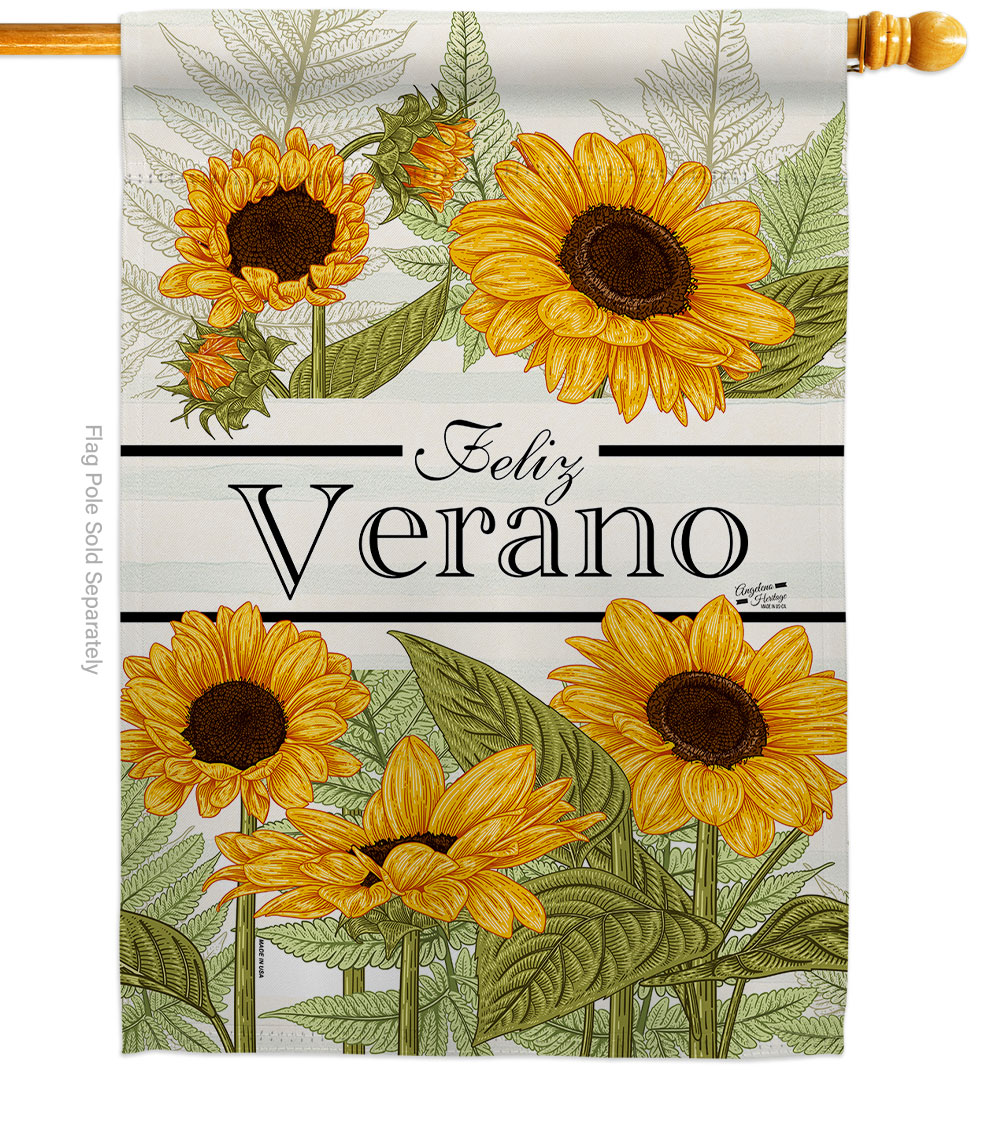 Feliz Verano Floral Double-Sided Garden Decorative House Flag, Multi Color