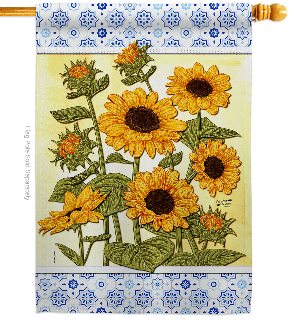 Sunflowers Floral Double-Sided Garden Decorative House Flag, Multi Color