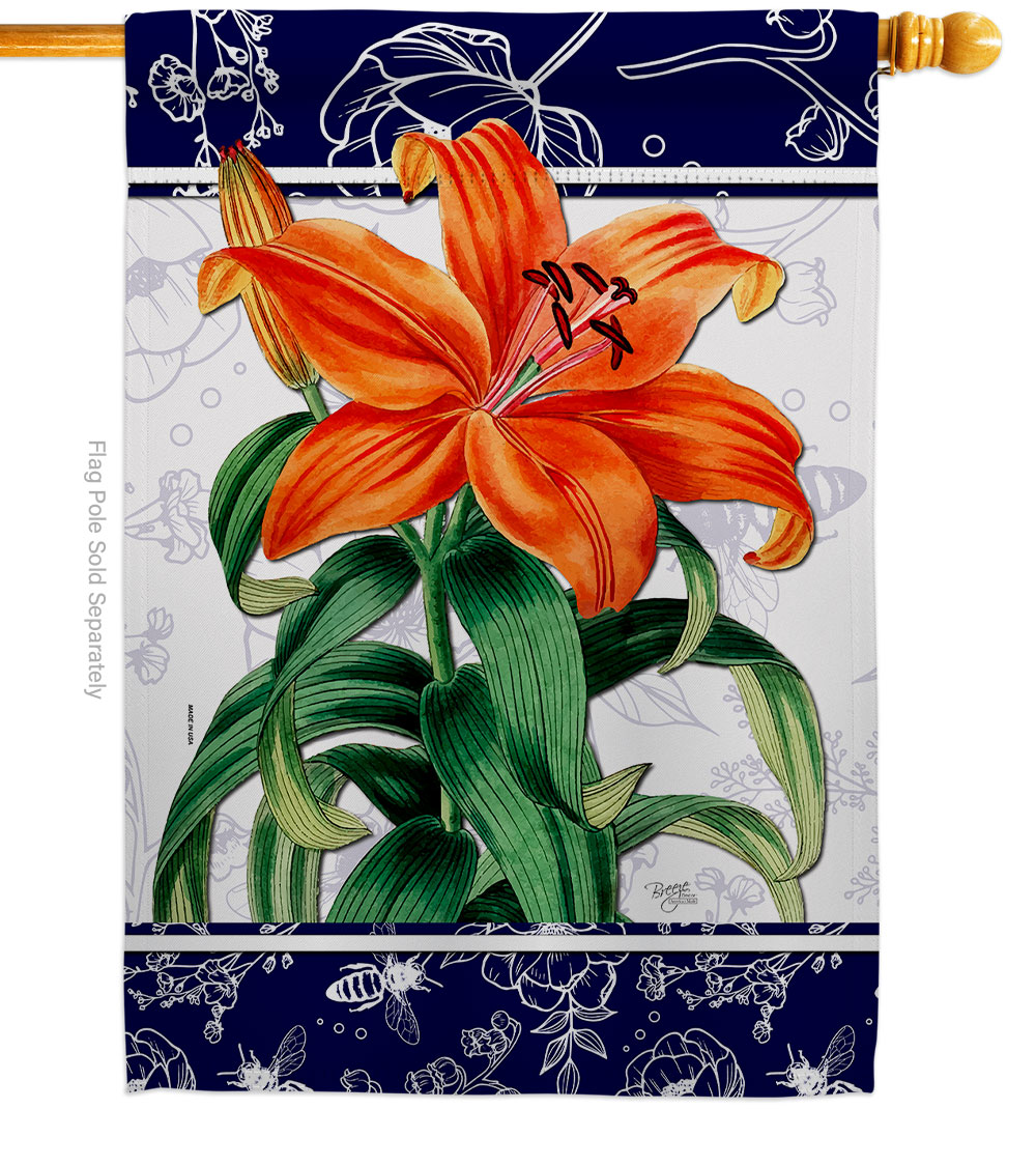 Lilies Floral Double-Sided Garden Decorative House Flag, Orange