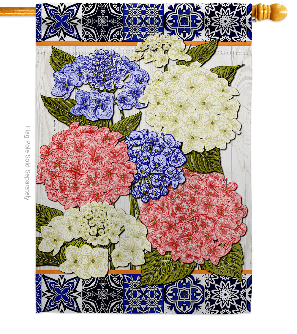 Sweet Hydrogens Floral Double-Sided Garden Decorative House Flag, Multi Color