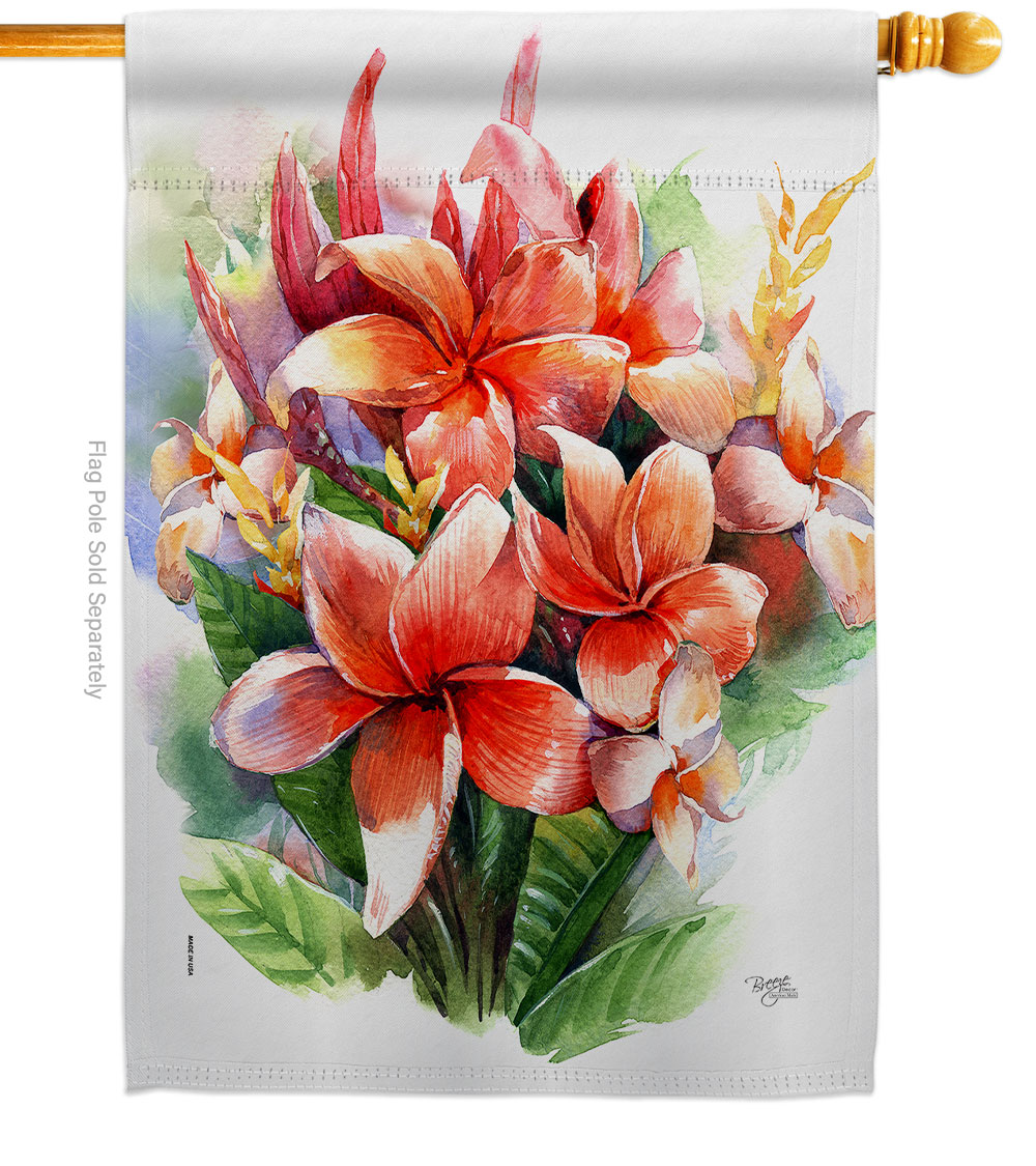 Warm Plumeria Bouquet Floral Double-Sided Garden Decorative House Flag, Multi Color