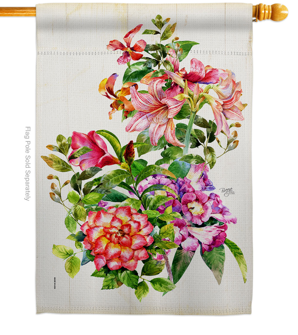 Colorful Floral Double-Sided Garden Decorative House Flag, Multi Color