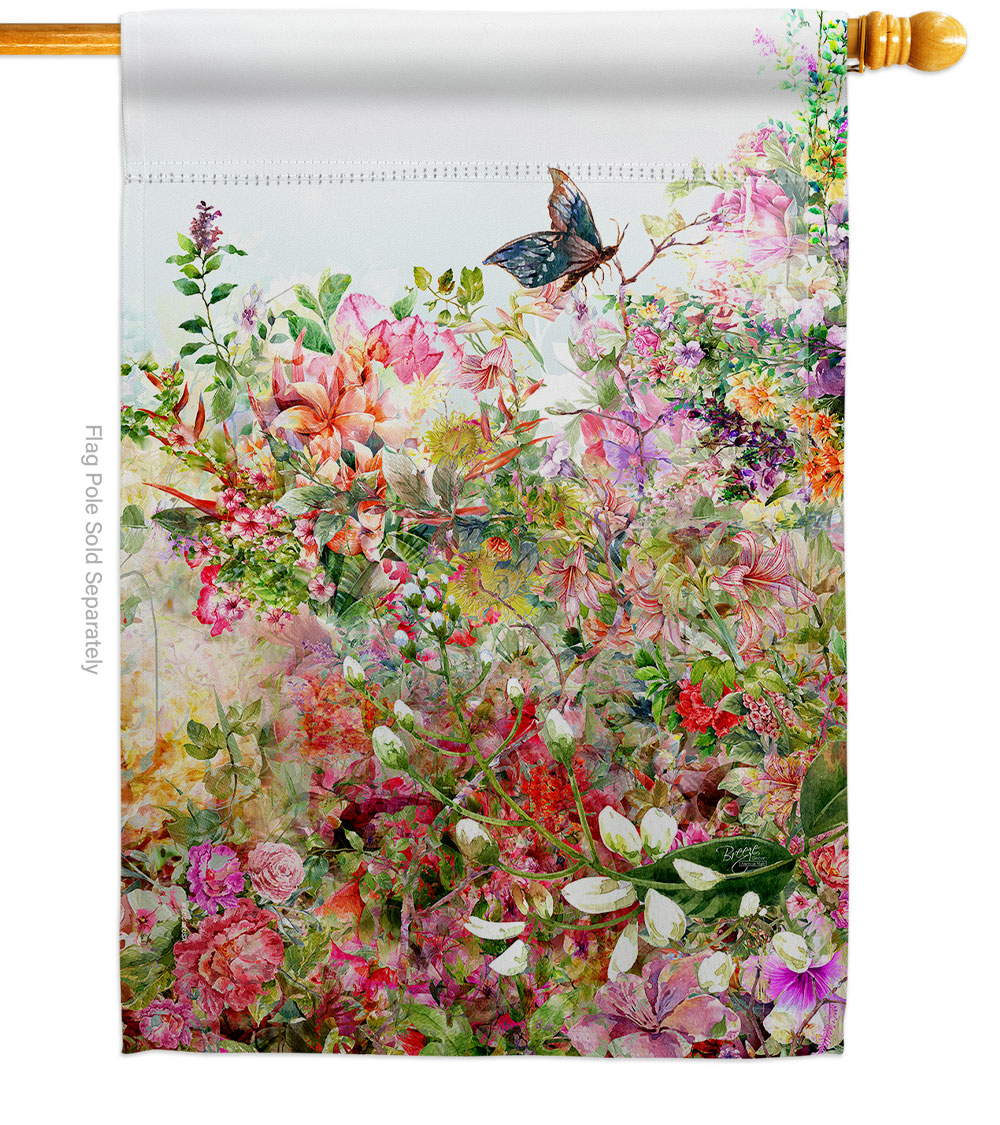 Flower Floral Double-Sided Garden Decorative House Flag, Multi Color