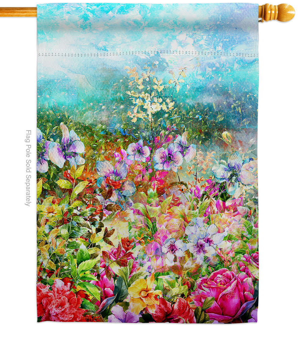 Blossom Floral Double-Sided Garden Decorative House Flag, Multi Color