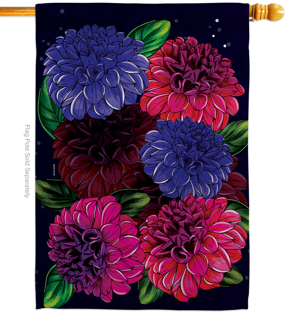 My Dahlia Floral Double-Sided Garden Decorative House Flag, Multi Color