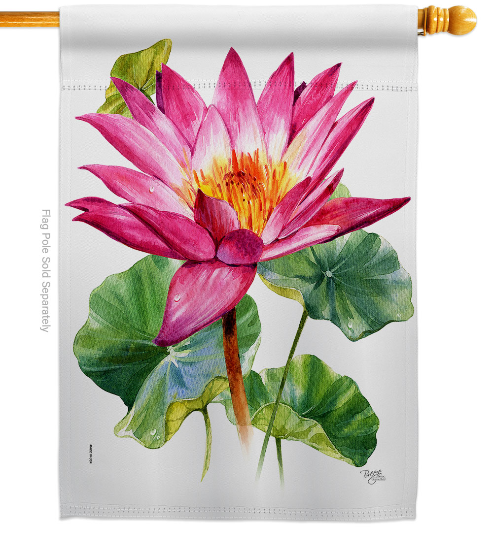 Lotus Floral Double-Sided Garden Decorative House Flag, Multi Color