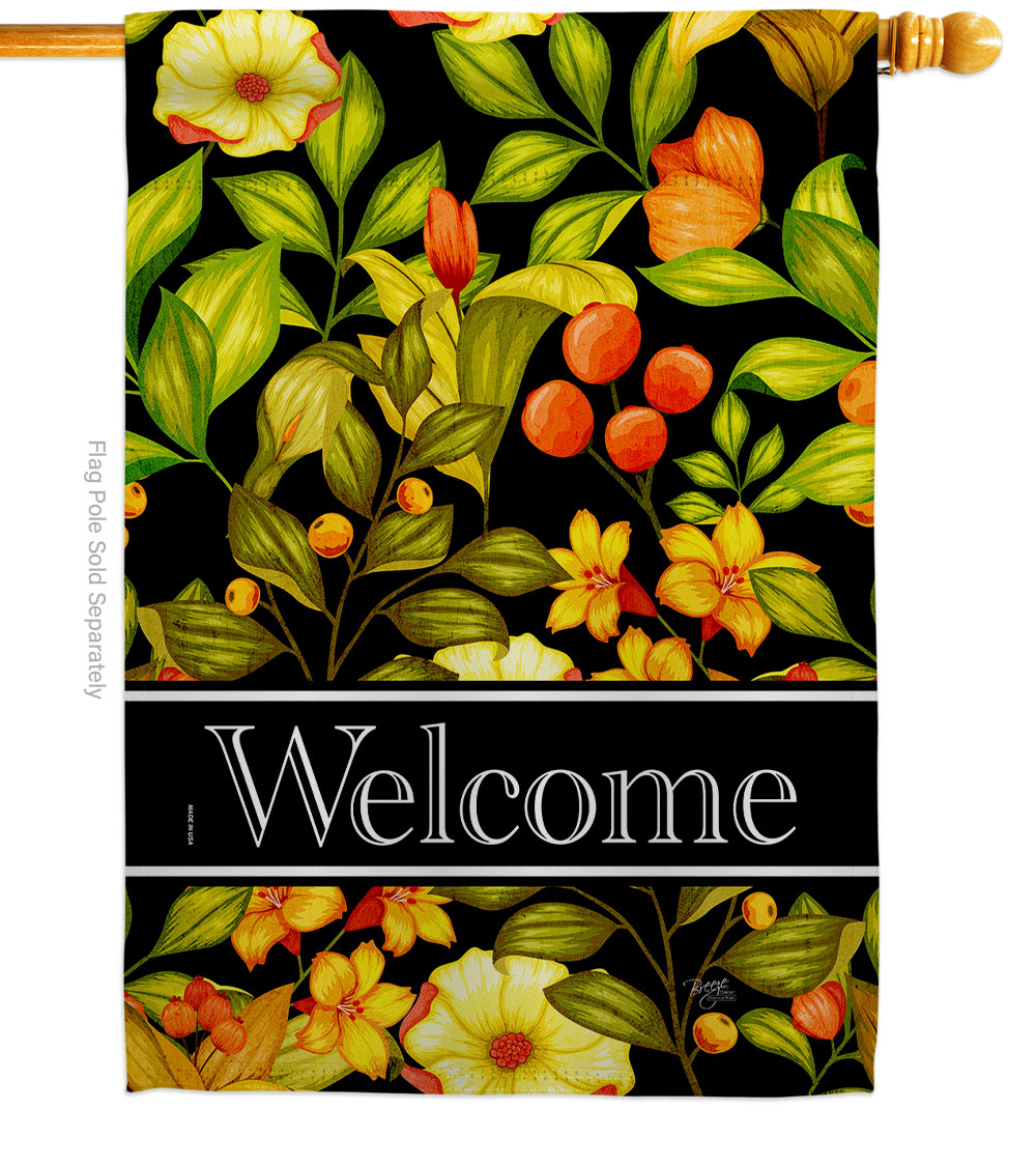 Yellow Welcome Floral Double-Sided Garden Decorative House Flag, Multi Color