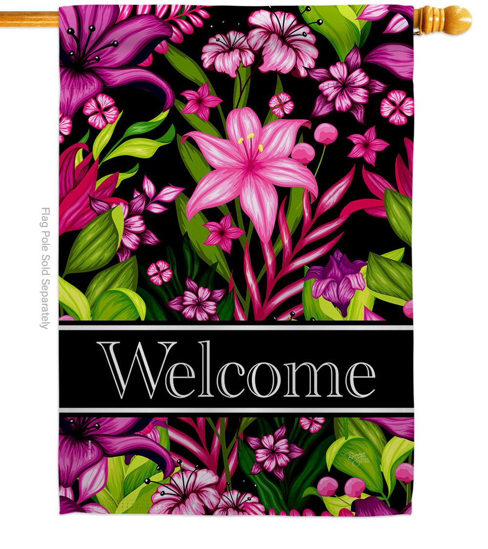 Welcome Double-Sided Garden Decorative House Flag, Purple