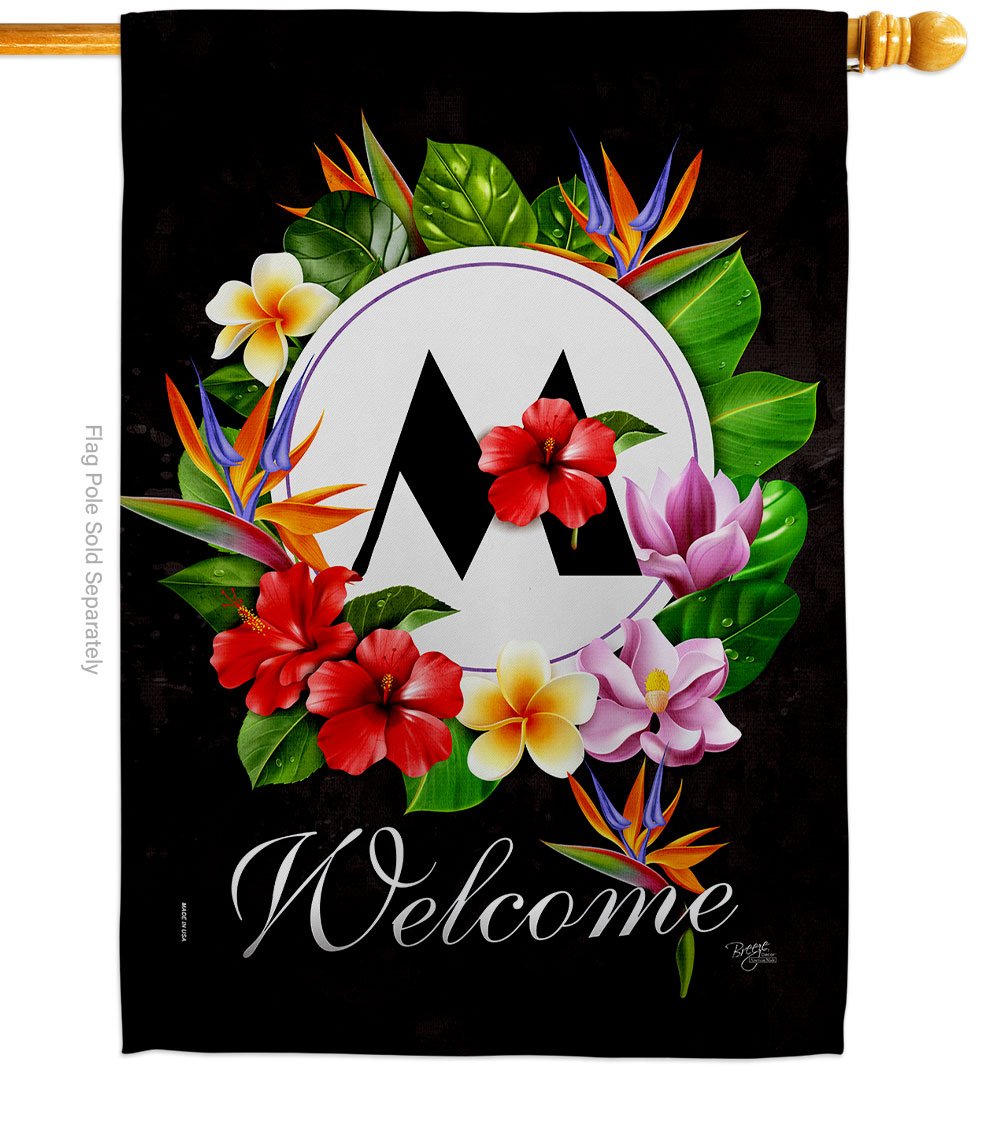 Tropical M Floral Double-Sided Garden Decorative House Flag, Multi Color
