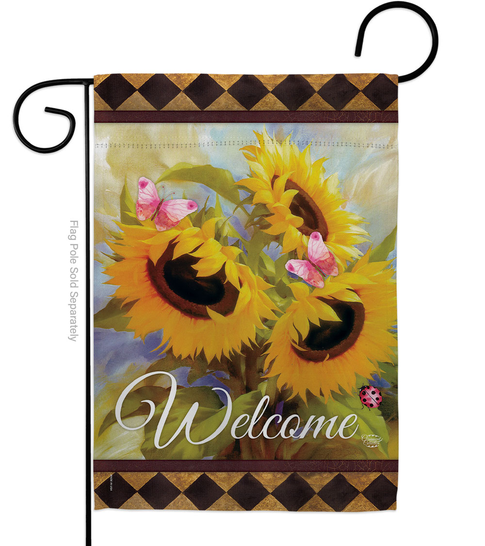 Welcome Sunflower Spring Floral Double-Sided Decorative Garden Flag, Multi Color