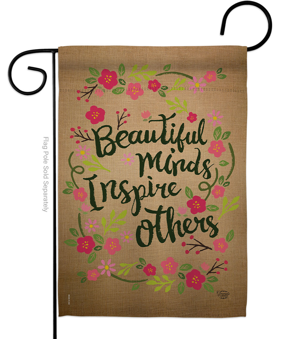 G191097-BO Beautiful Minds Inspire Others Floral Double-Sided Decorative Garden Flag, Multi Color -  Ornament Collection