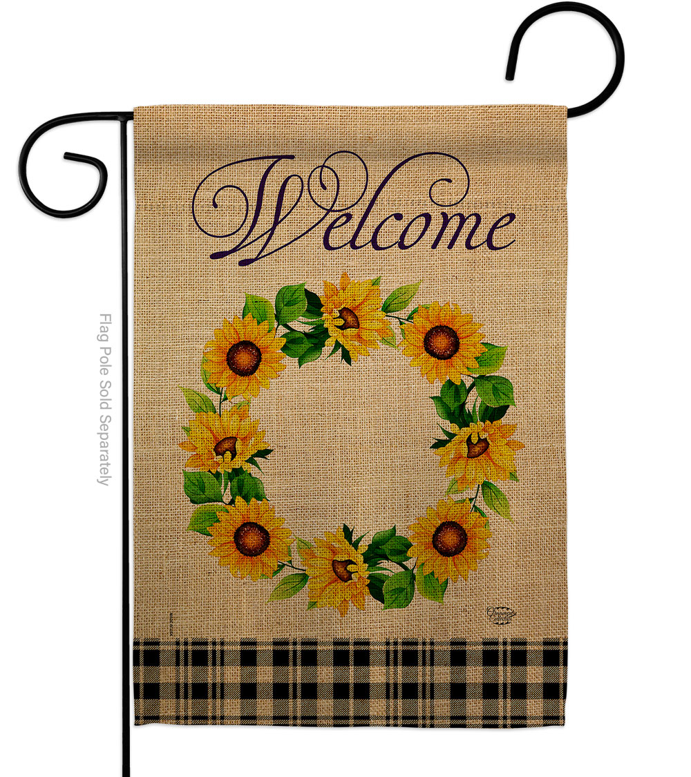 Sunflowers Wreath Floral Double-Sided Decorative Garden Flag, Multi Color
