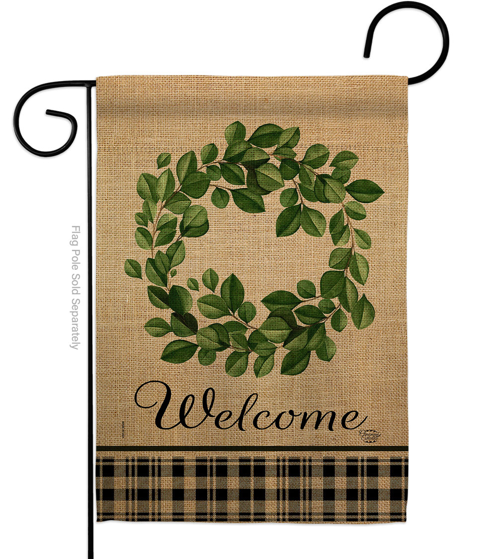 Eucalyptus Wreath Floral Double-Sided Decorative Garden Flag, Multi Color