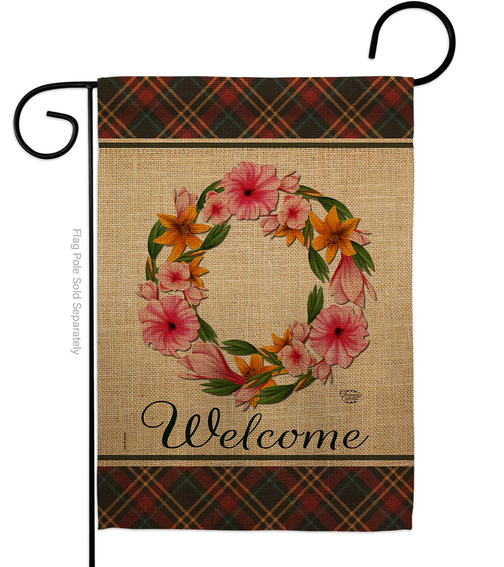 Lily Wreath Floral Double-Sided Decorative Garden Flag, Orange