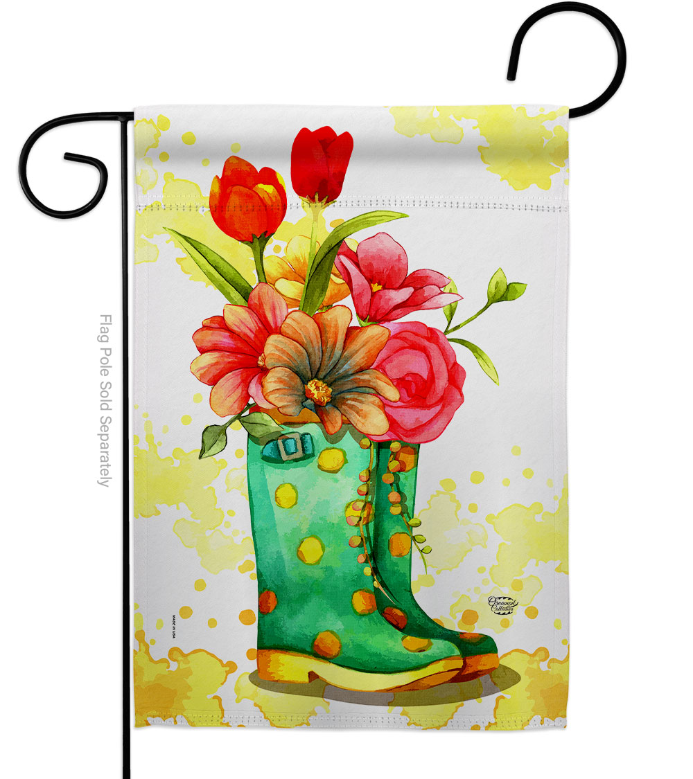 Spring Boots Floral Double-Sided Decorative Garden Flag, Multi Color