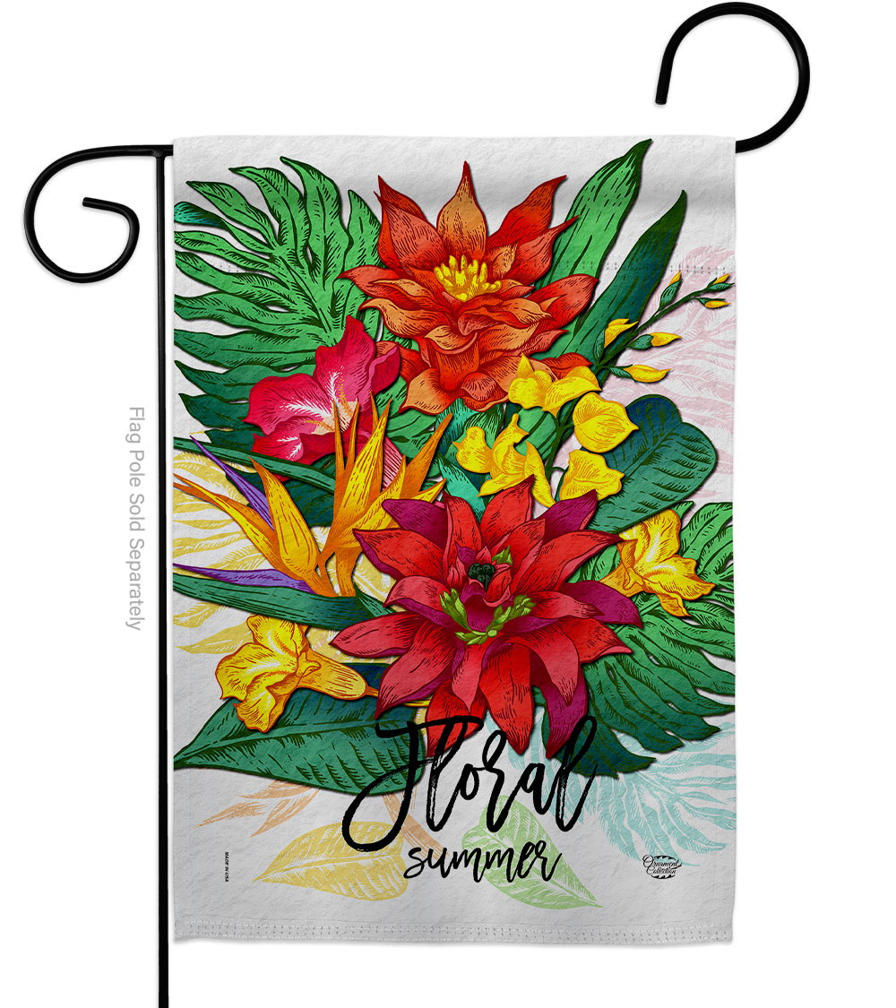 Summer Floral Double-Sided Decorative Garden Flag, Multi Color