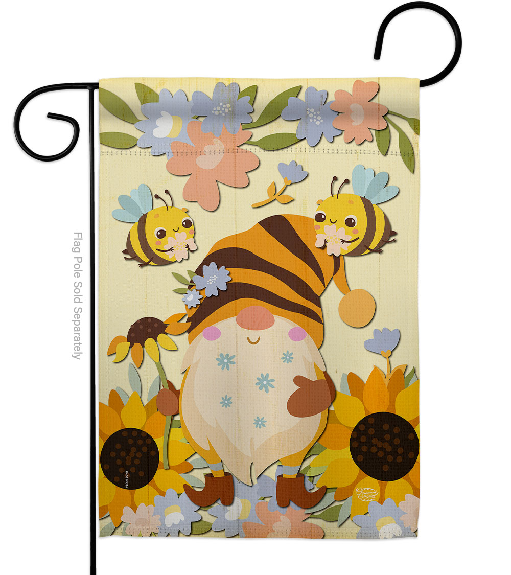 Blooming Gnome Friends Double-Sided Decorative Garden Flag, Multi Color