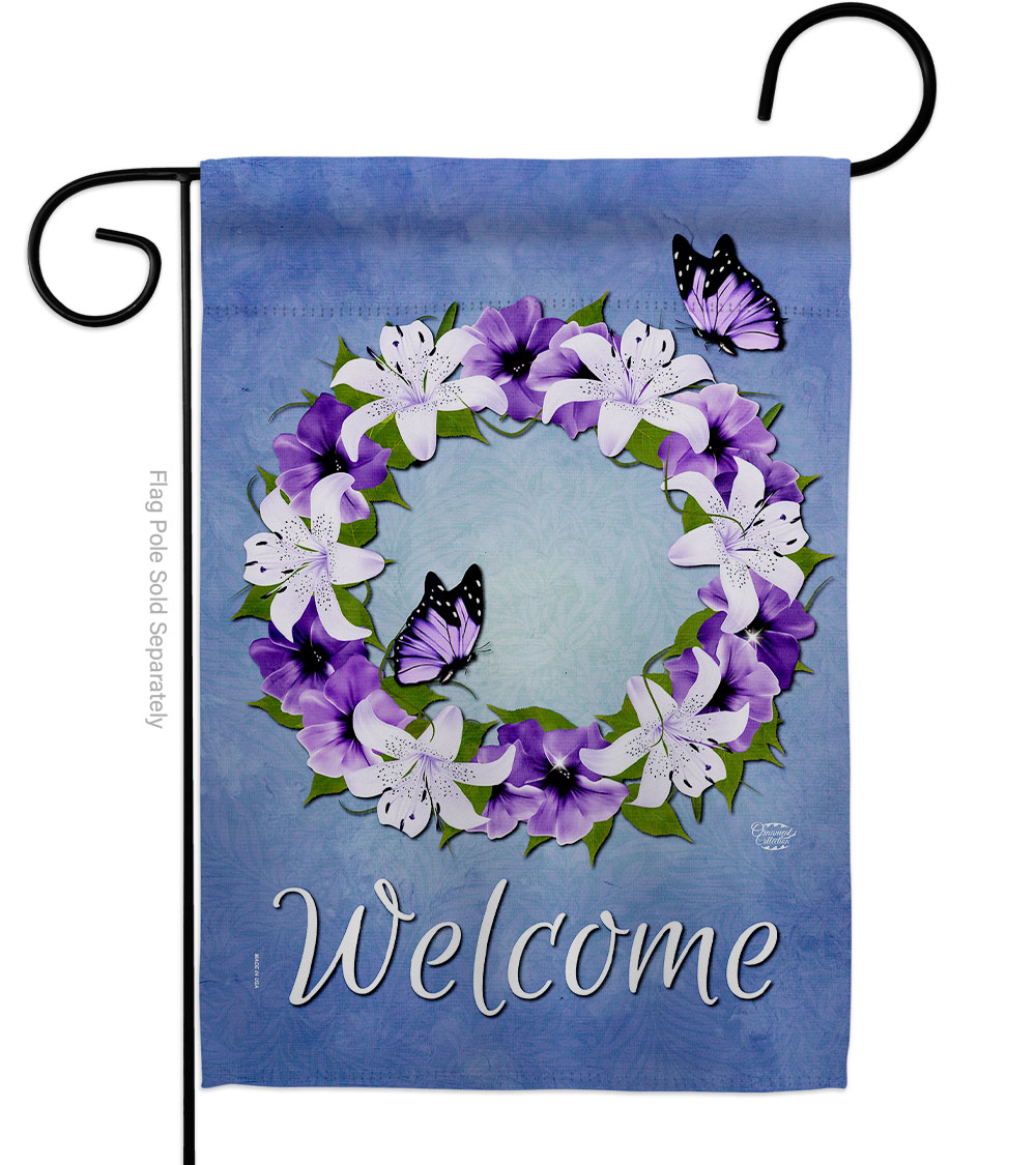 Lily Wreath Floral Double-Sided Decorative Garden Flag, Multi Color