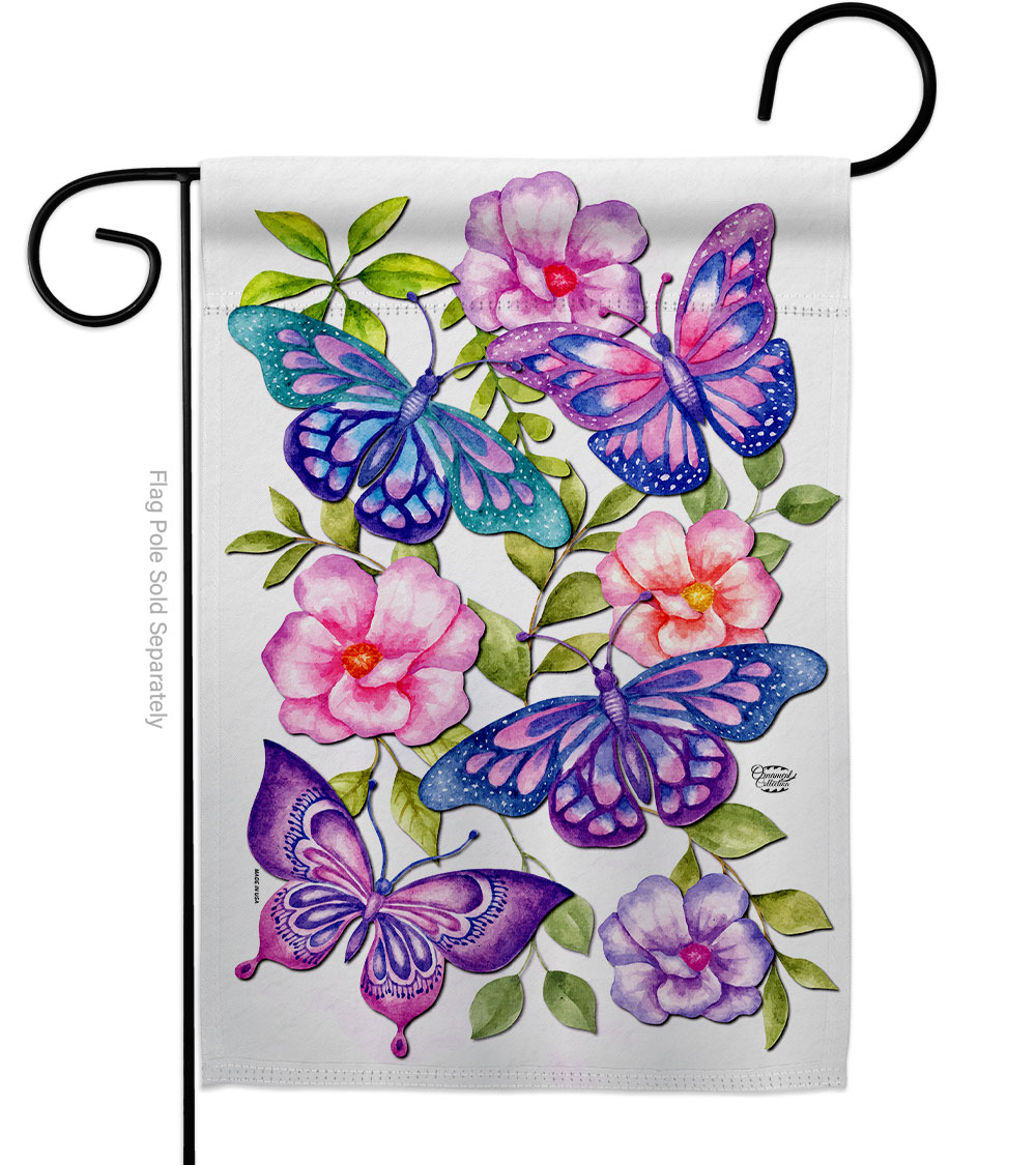 Colorful Butterflies Friends Double-Sided Decorative Garden Flag, Multi Color