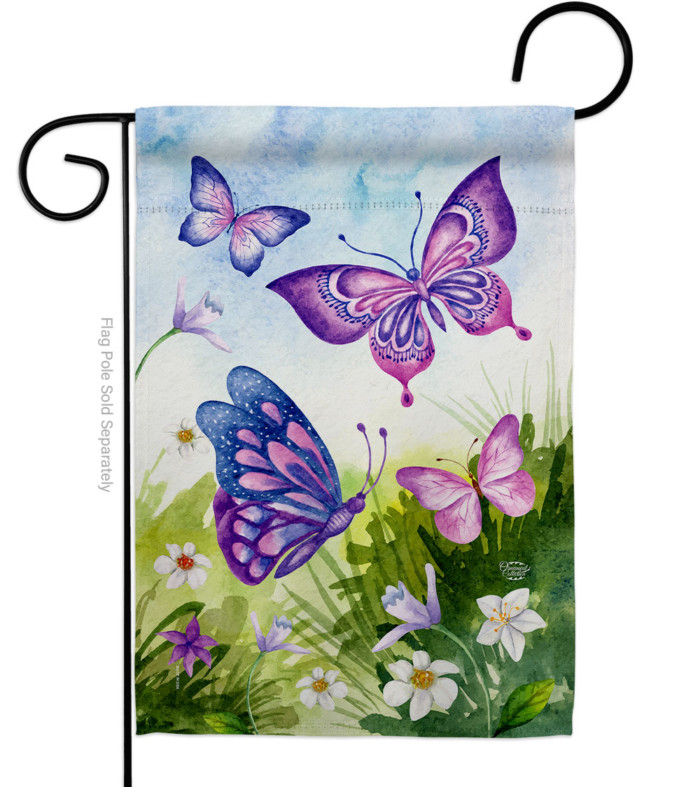 Butterflies Field Friends Double-Sided Decorative Garden Flag, Multi Color