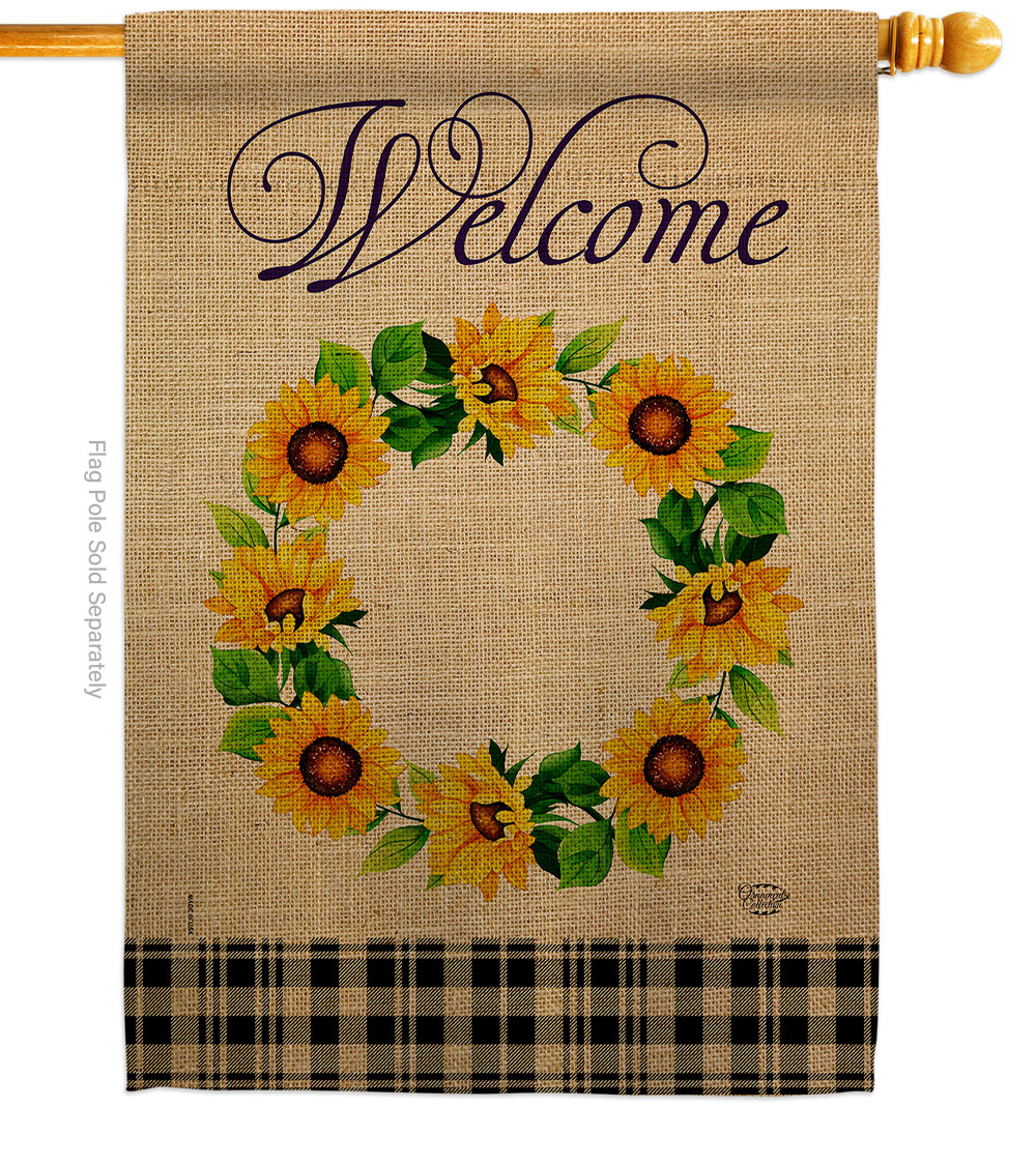 Sunflowers Wreath Floral Double-Sided Garden Decorative House Flag, Multi Color