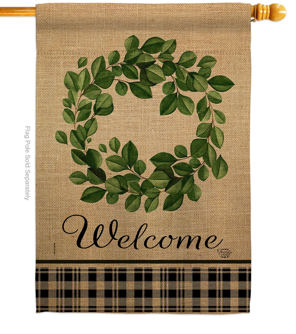 Eucalyptus Wreath Floral Double-Sided Garden Decorative House Flag, Multi Color