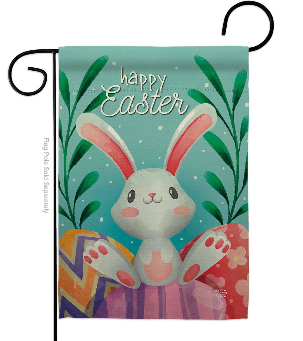 Colorful Easter Eggs Springtime Double-Sided Decorative Garden Flag, Multi Color