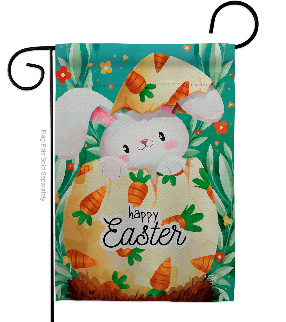 Hiding Easter Bunny Springtime Double-Sided Decorative Garden Flag, Multi Color