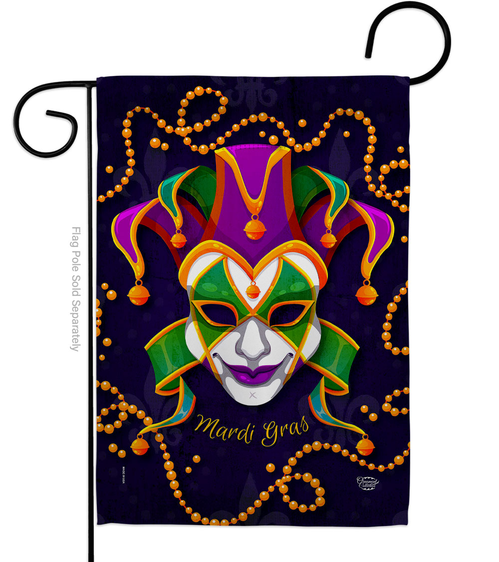 Joker Mardi Gras Springtime Double-Sided Decorative Garden Flag, Multi Color