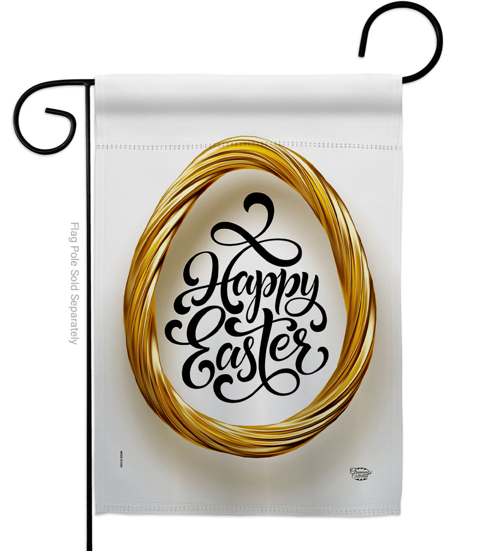 Golden Easter Egg Springtime Double-Sided Decorative Garden Flag, Multi Color