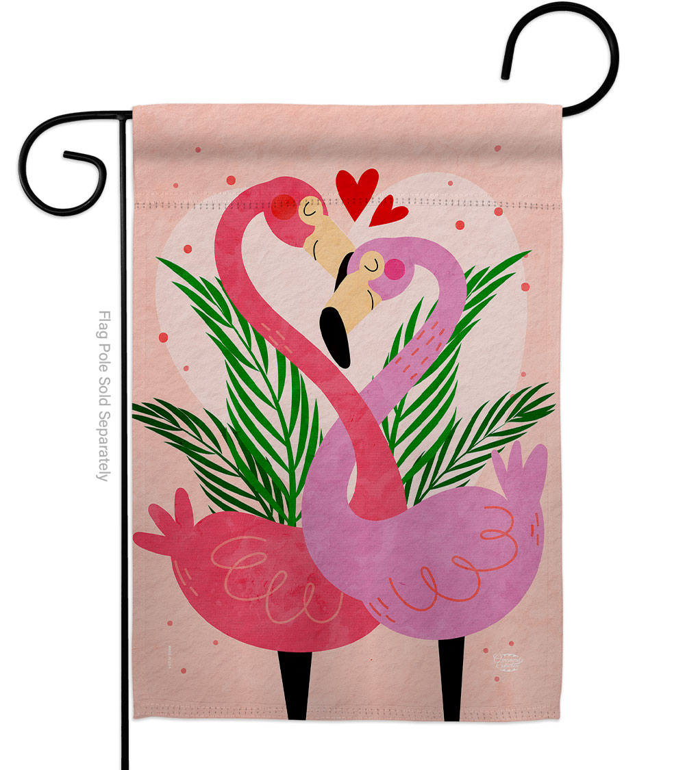 Flamingo Love Springtime Valentine Double-Sided Decorative Garden Flag, Multi Color
