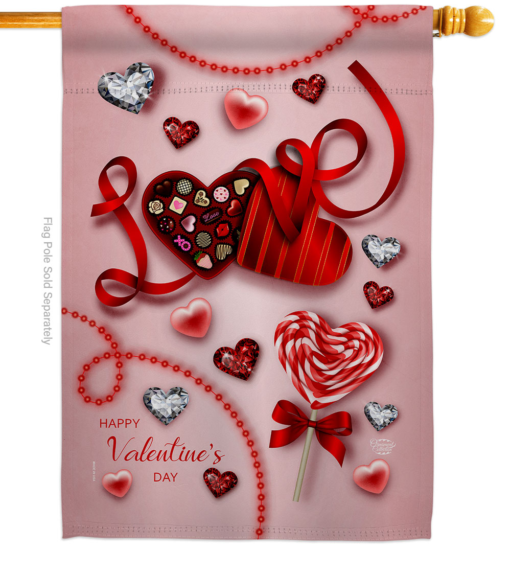Sweet Love Valentine Springtime Double-Sided Garden Decorative House Flag, Multi Color