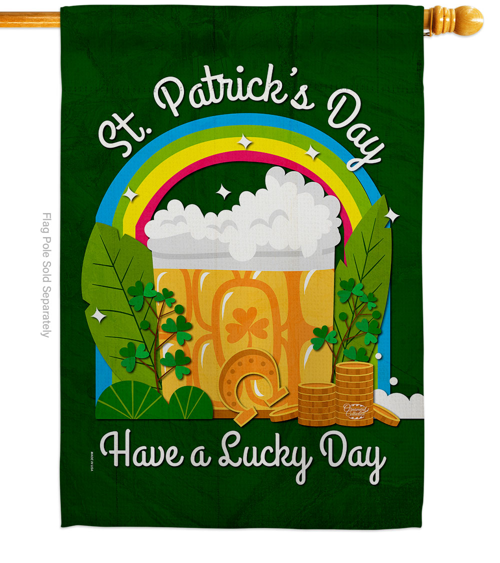 St. Pat Lucky Day Springtime Double-Sided Garden Decorative House Flag, Multi Color