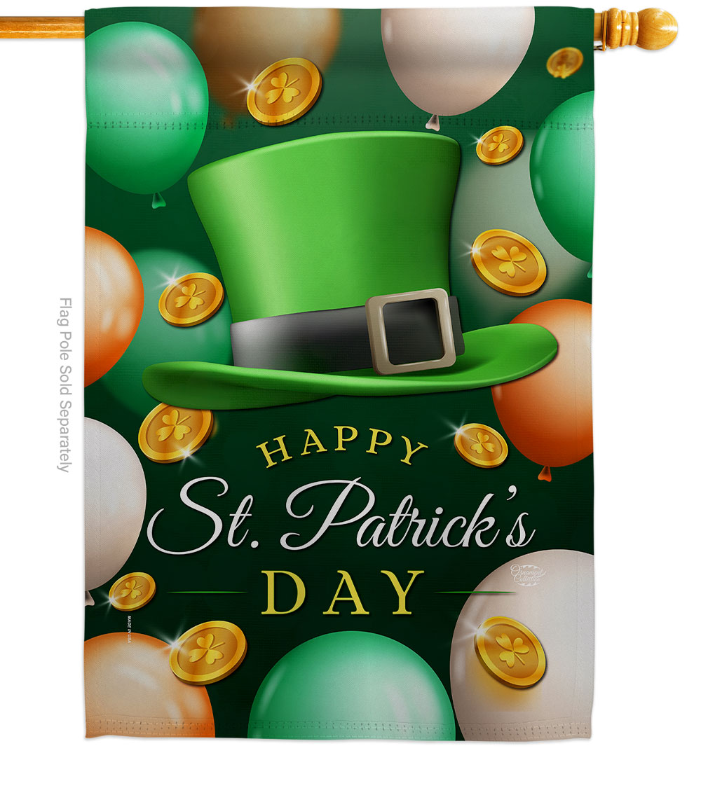 Lucky Hat Springtime St Patrick Double-Sided Garden Decorative House Flag, Multi Color