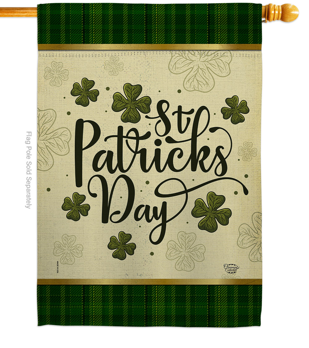 Tartan St Patricks Springtime Double-Sided Garden Decorative House Flag, Multi Color