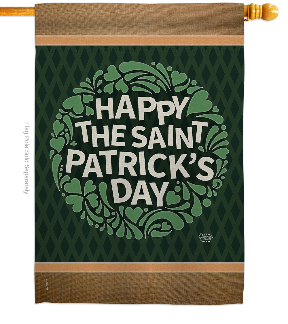 Happy St Patricks Day Springtime Double-Sided Garden Decorative House Flag, Multi Color