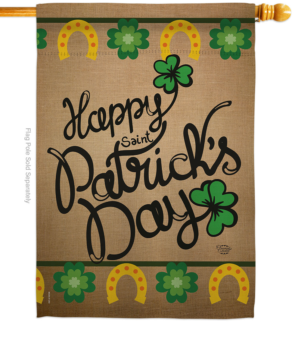 Happy Saint Patricks Day Springtime Double-Sided Garden Decorative House Flag, Multi Color