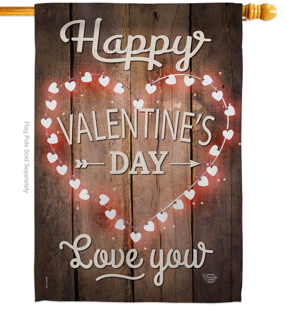 H191094-BO Happy Valentines Day Springtime Valentine Double-Sided Garden Decorative House Flag, Multi Color