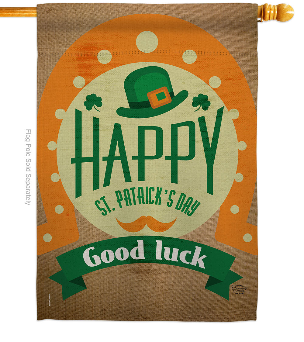 Good Luck St Patricks Day Springtime Patrick Double-Sided Garden Decorative House Flag, Multi Color