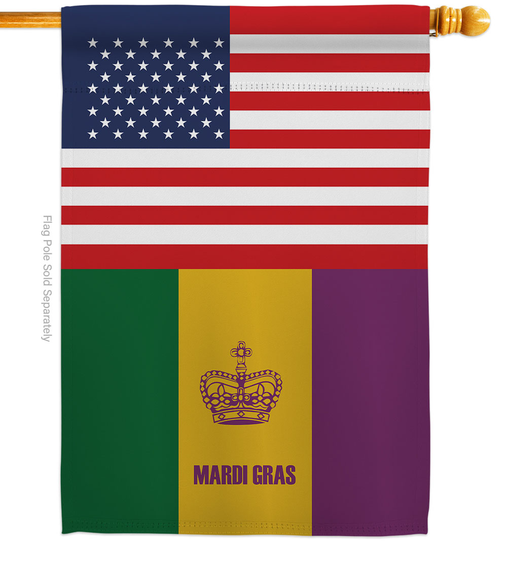 US Mardi Gras Springtime Double-Sided Garden Decorative House Flag, Multi Color