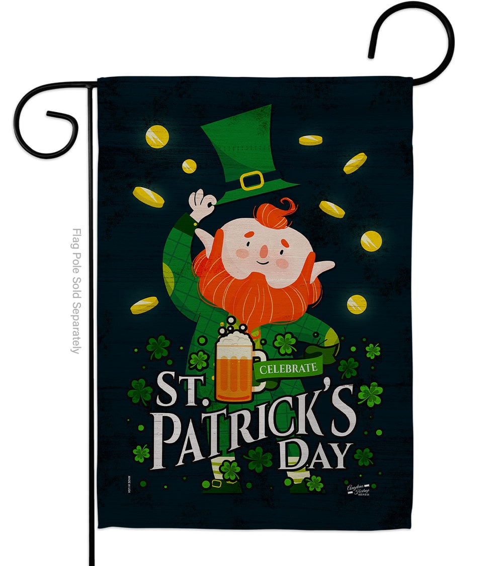 Celebrate St Patrick Springtime Double-Sided Decorative Garden Flag, Multi Color
