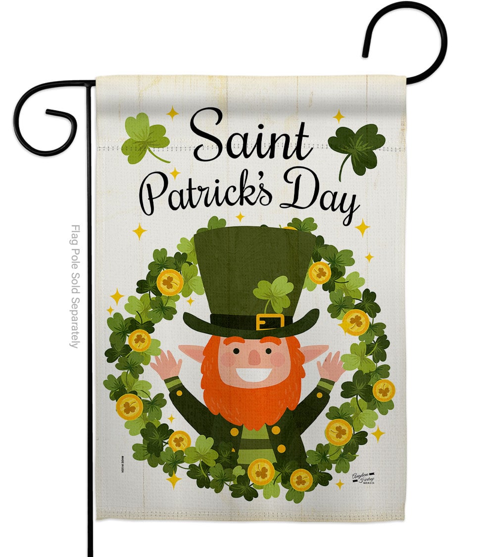 St Patrick Wreath Springtime Double-Sided Decorative Garden Flag, Multi Color